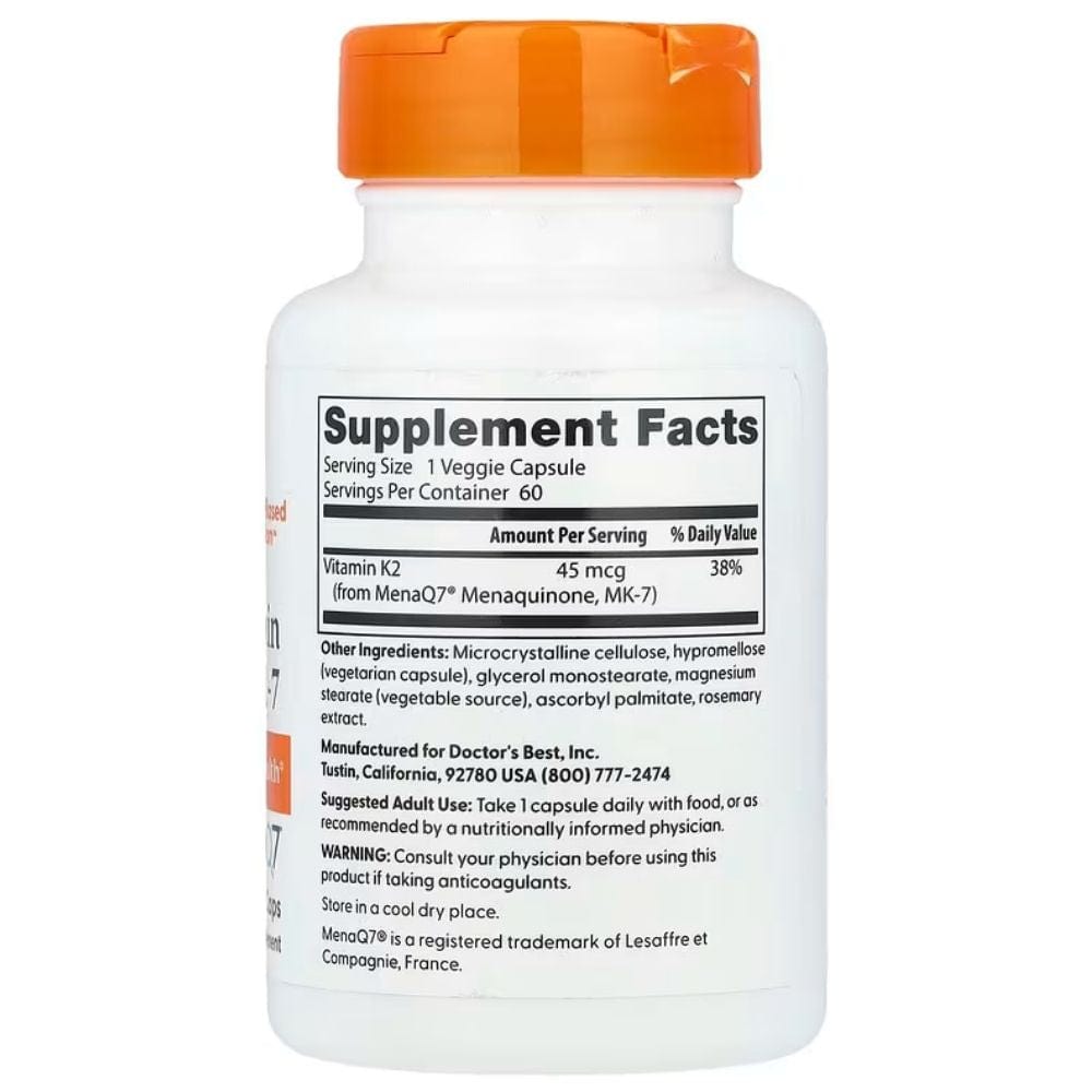 Doctor's Best Natural Vitamin K2 MK-7 with MenaQ7® 45 mcg - 60 Capsules