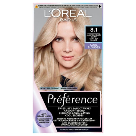 L'Oréal Paris Preference Hair Colour Cool Blondes, 8.1 Copenhagen, Light Ash Blonde