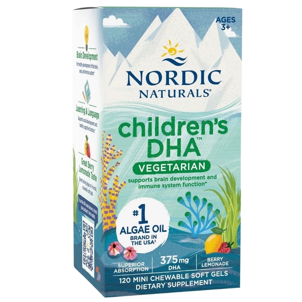 Nordic Naturals Children's DHA Vegetarian, Blueberry – 120 Mini Capsules