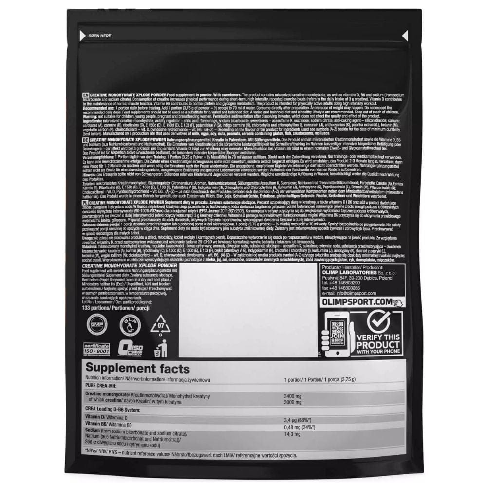 Olimp Creatine Monohydrate Xplode Powder, Lemon - 500 g