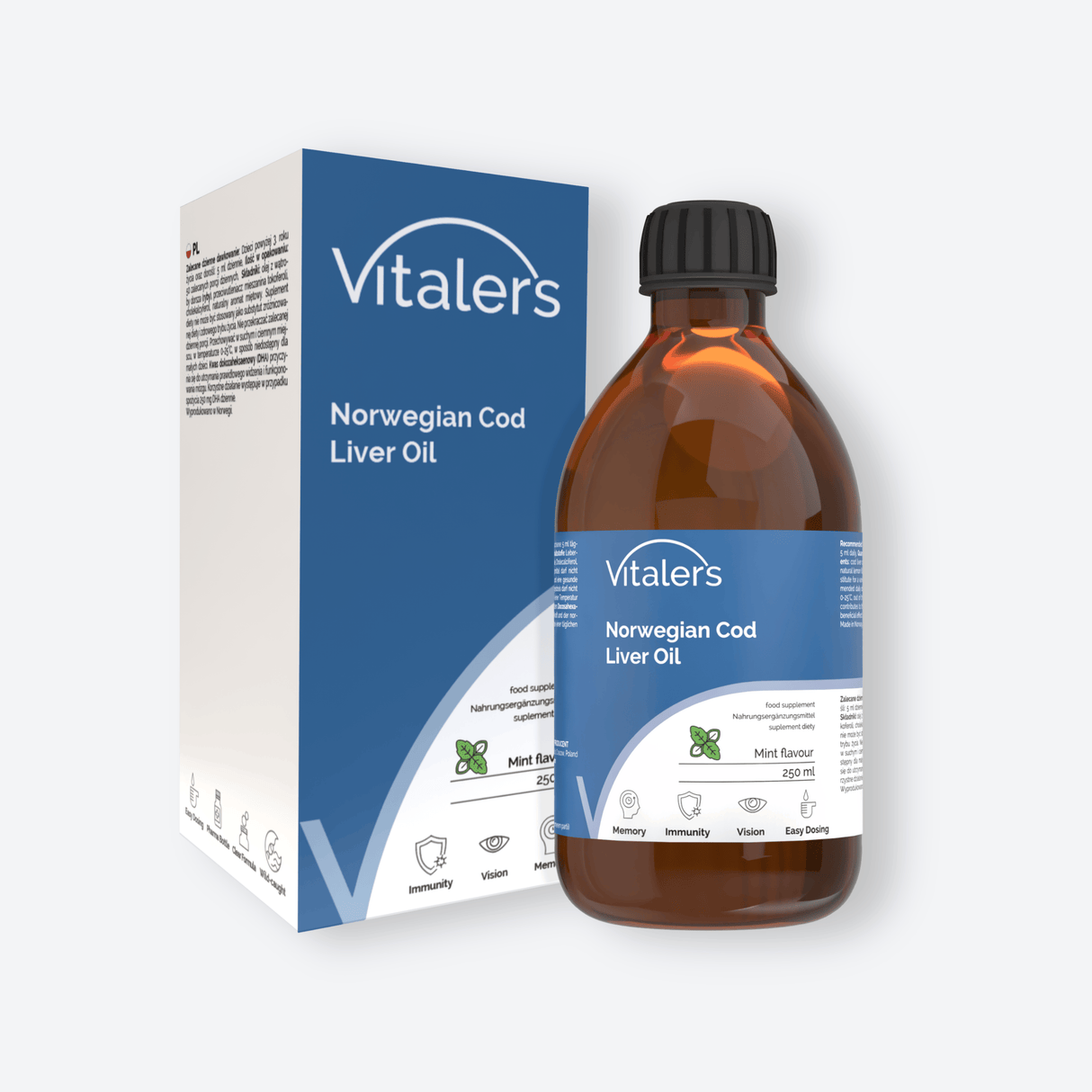 Vitaler's Omega-3 Norwegian Cod Liver Oil 1250 mg, Mint - 250 ml
