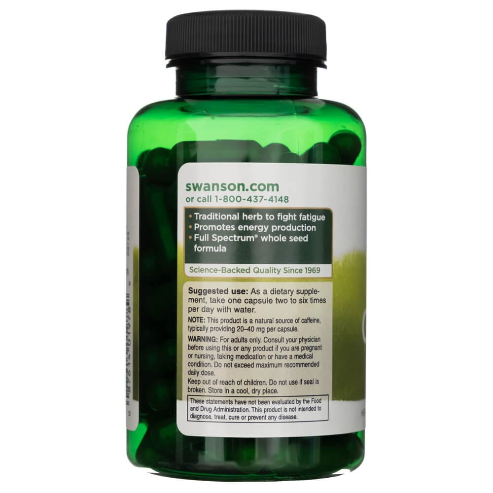 Swanson Full Spectrum Guarana 500 mg - 100 Capsules