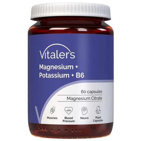 Vitaler's Magnésio 100 mg + Potássio 150 mg + Vitamina B6 6 mg - 60 Cápsulas