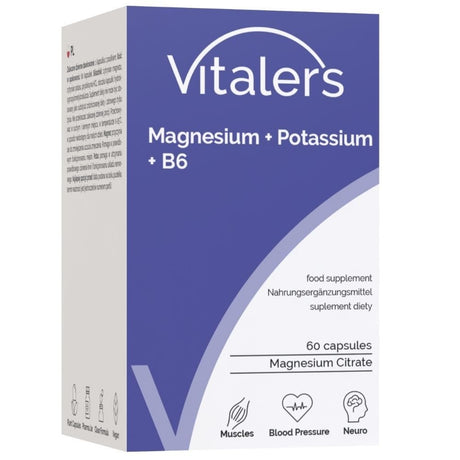 Vitaler's Magnésio 100 mg + Potássio 150 mg + Vitamina B6 6 mg - 60 Cápsulas