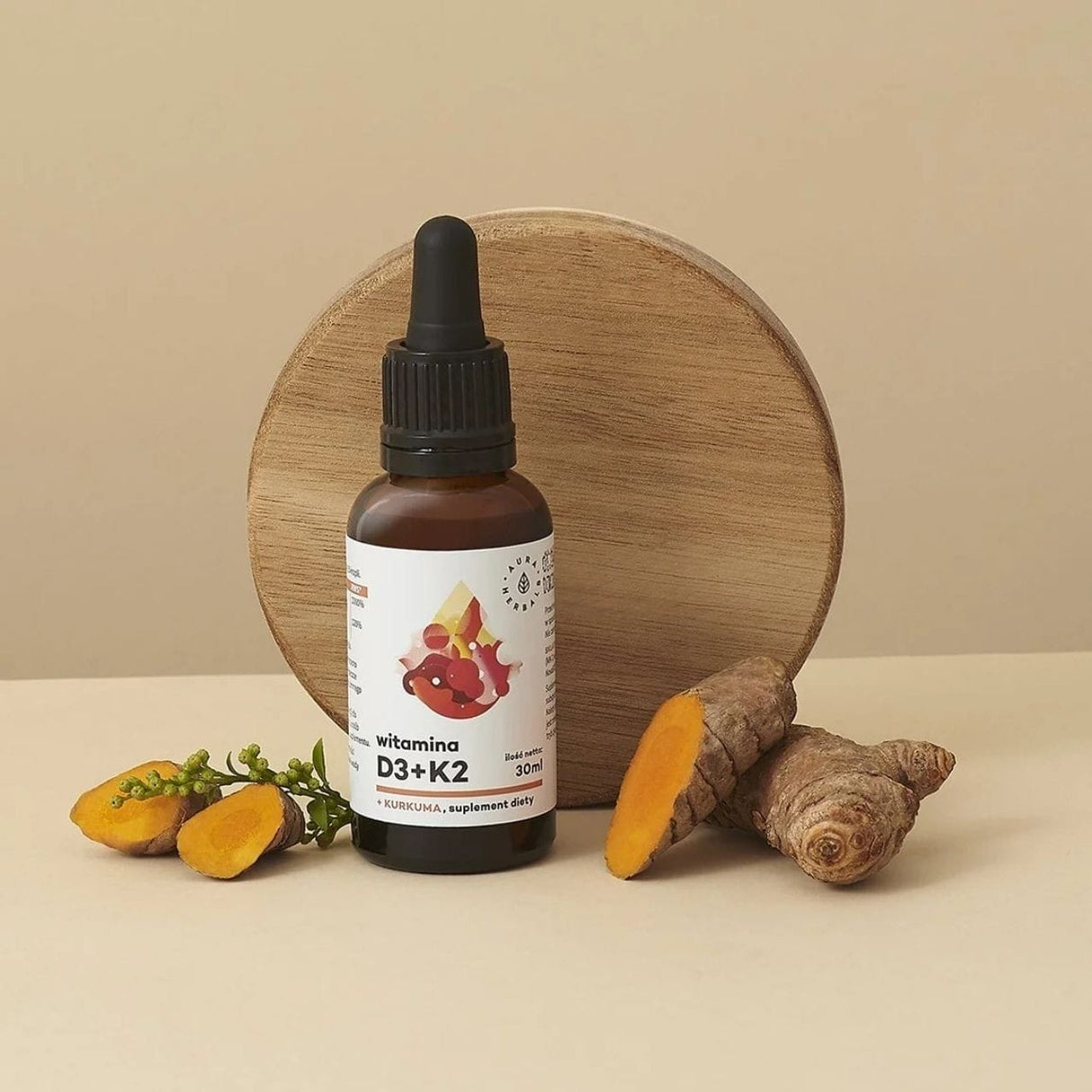Aura Herbals Vitamin D3 2000 IU + K2 + Turmeric Extract Drops - 30 ml