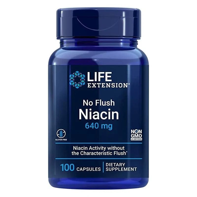 Life Extension No Flush Niacin 640 mg - 100 Capsules