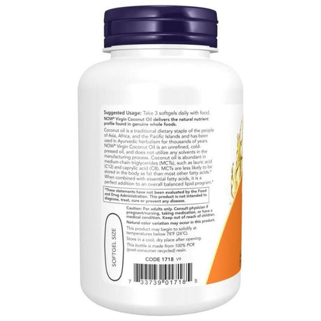 Now Foods Coconut Oil 1000 mg - 120 Capsules