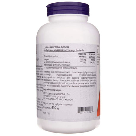 Now Foods Magnesium Citrate 200 mg - 100 Tablets