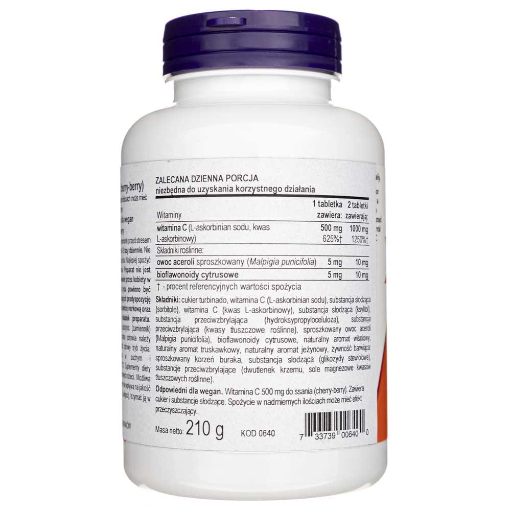 Now Foods Vitamin C-500 Cherry Chewable - 100 Tablets