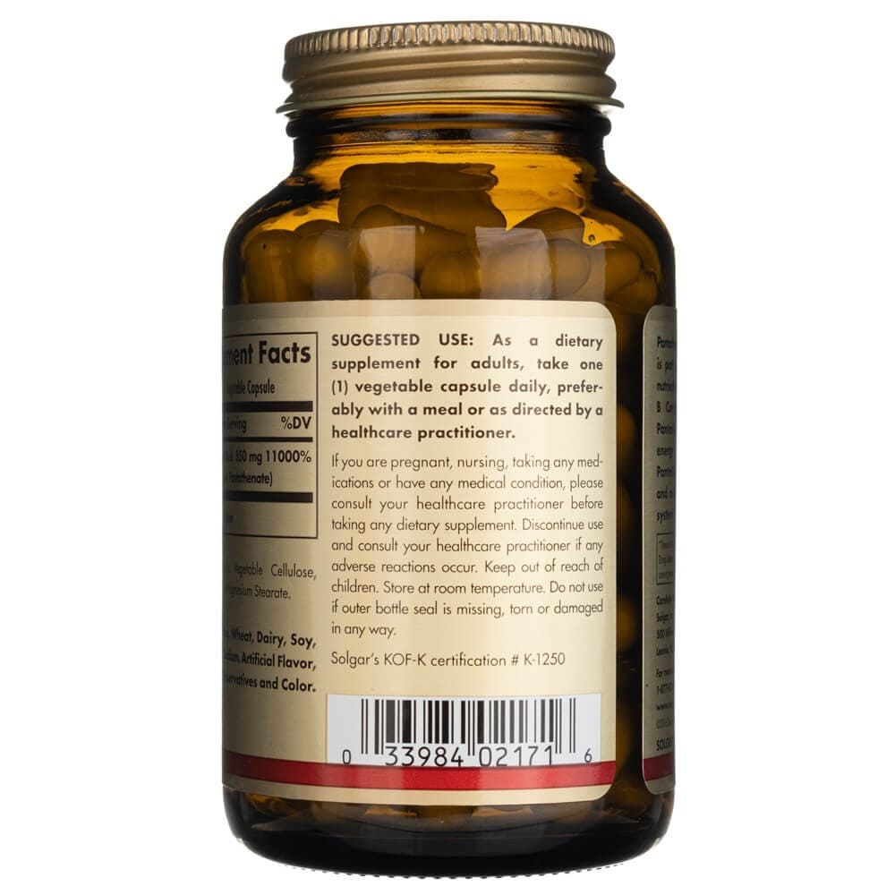 Solgar Pantothenic Acid 550 mg - 100 Capsules