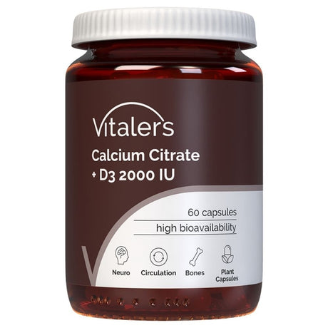 Vitaler's Calcium Citrate 1200 mg + Vitamin D3 2000 IU - 60 Capsules