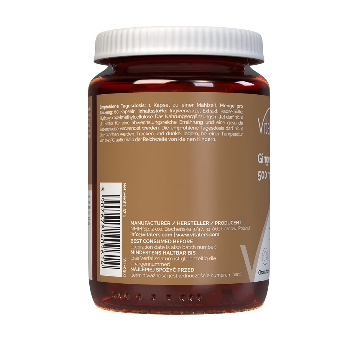 Vitaler's Ginger Root 500 mg – 60 Capsules