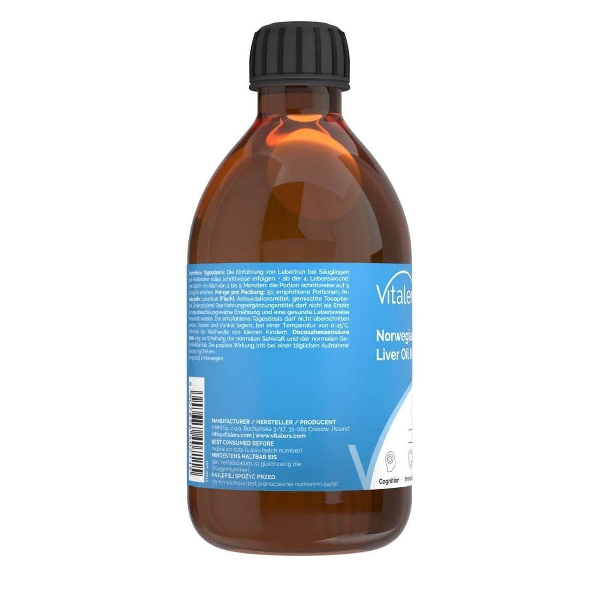 Vitaler's Norwegian Cod Liver Oil Kids Omega-3 1200 mg for Children - 250 ml