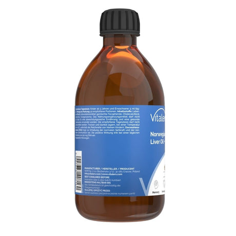 Vitaler's Omega-3 Norwegian Cod Liver Oil 1250 mg + D3 2000 IU, Orange - 250 ml