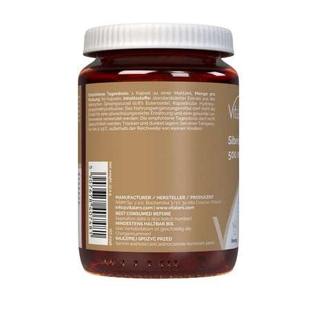 Vitaler's Siberian Ginseng (Eleuthero) 500 mg - 60 Capsules