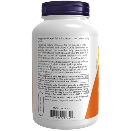 Now Foods Flax Oil 1000 mg - 250 Softgels