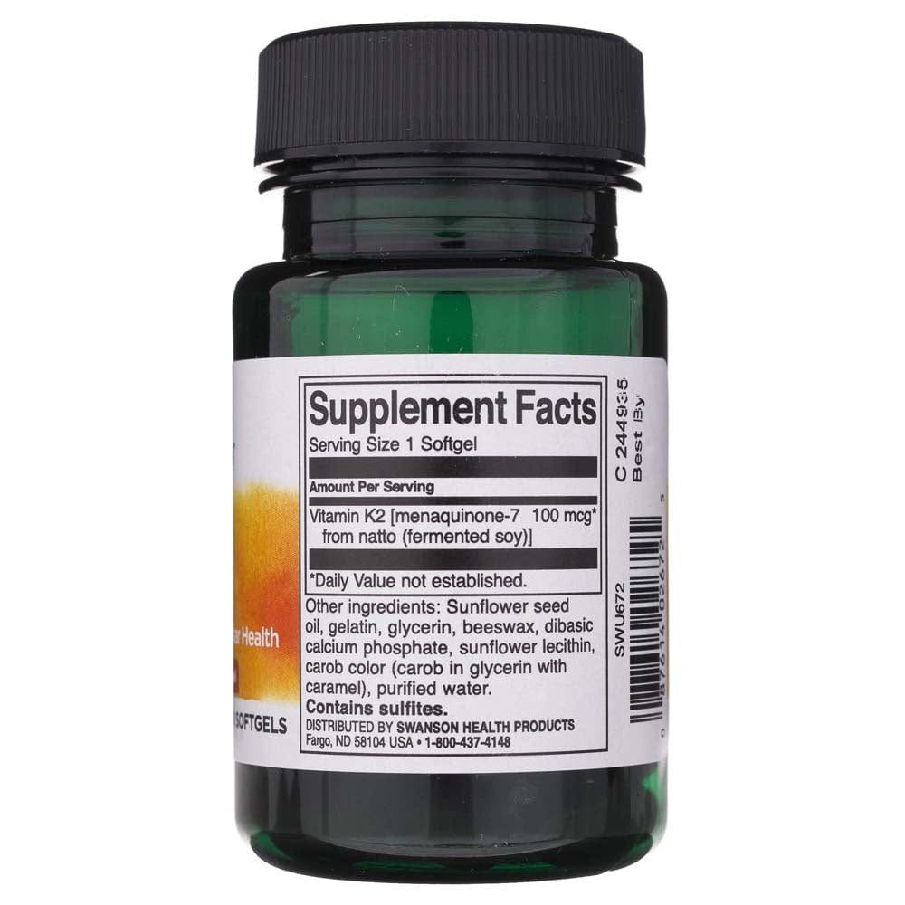 Swanson Vitamin K2 100 mcg - 30 Softgels